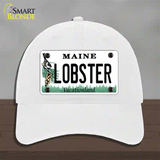 Lobster Maine Novelty License Plate Hat Unconstructed Cotton / White