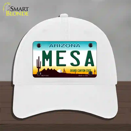 Mesa Arizona Novelty License Plate Hat Unconstructed Cotton / White