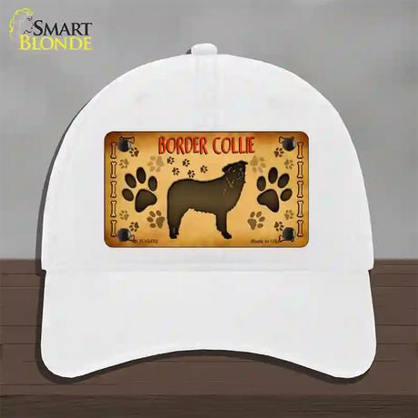 Border Collie Novelty License Plate Hat Unconstructed Cotton / White