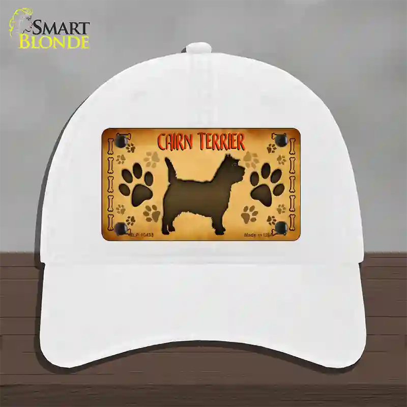 Cairn Terrier Novelty License Plate Hat Unconstructed Cotton / White