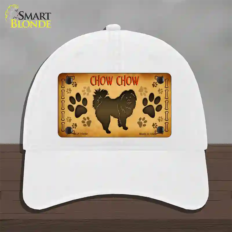 Chow Chow Novelty License Plate Hat Unconstructed Cotton / White