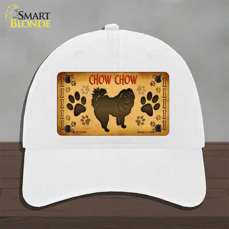 Chow Chow Novelty License Plate Hat Unconstructed Cotton / White