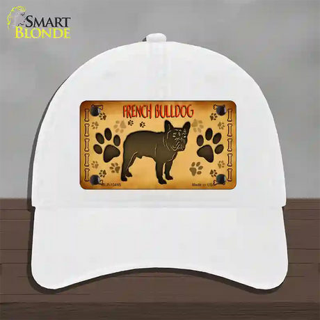 French Bulldog Novelty License Plate Hat Unconstructed Cotton / White