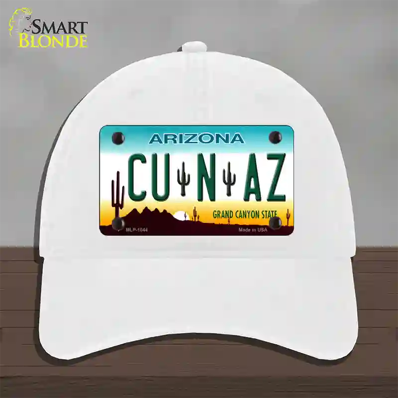 Cu N Az Novelty License Plate Hat Unconstructed Cotton / White