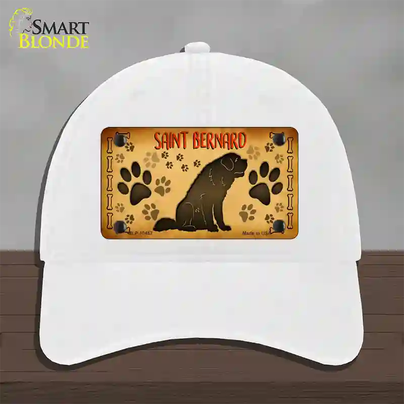 Saint Bernard Novelty License Plate Hat Unconstructed Cotton / White