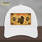 Shih Tzu Novelty License Plate Hat Unconstructed Cotton / White