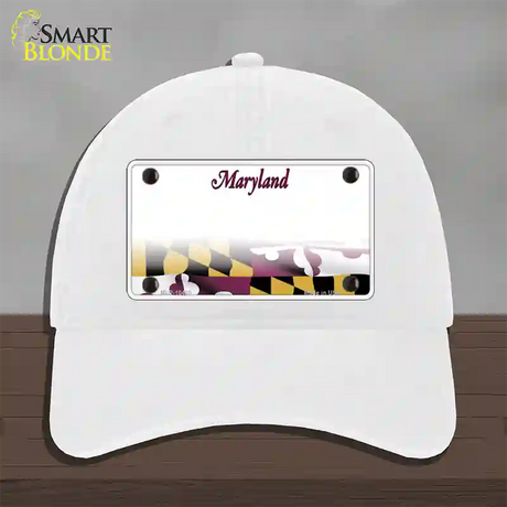 Maryland State Blank Novelty License Plate Hat Unconstructed Cotton / White