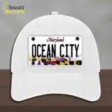 Ocean City Maryland Novelty License Plate Hat Unconstructed Cotton / White