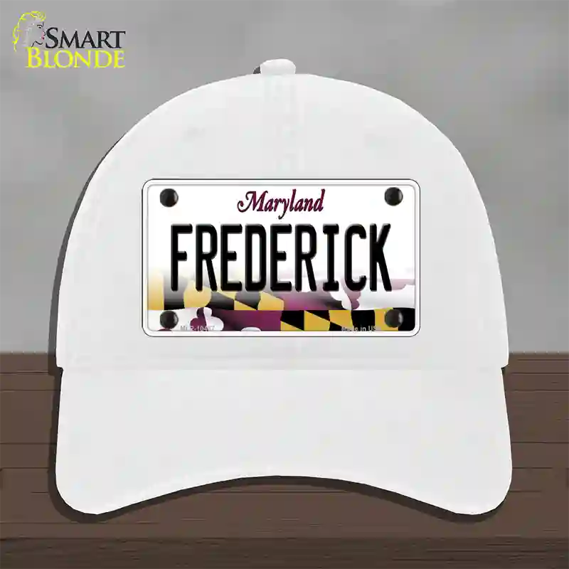 Frederick Maryland Novelty License Plate Hat Unconstructed Cotton / White