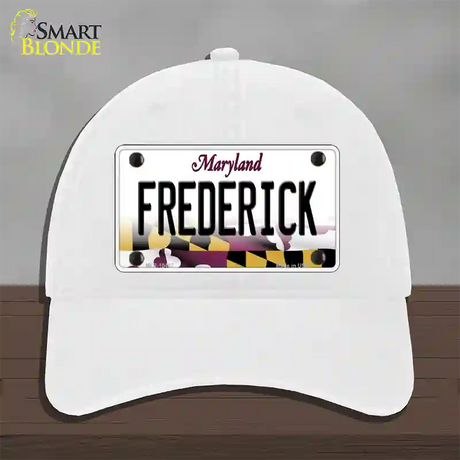 Frederick Maryland Novelty License Plate Hat Unconstructed Cotton / White