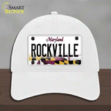 Rockville Maryland Novelty License Plate Hat Unconstructed Cotton / White