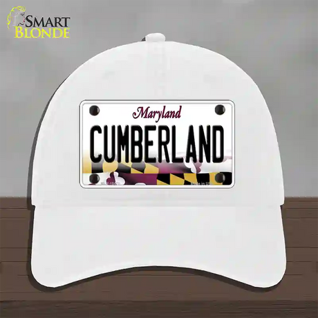 Cumberland Maryland Novelty License Plate Hat Unconstructed Cotton / White