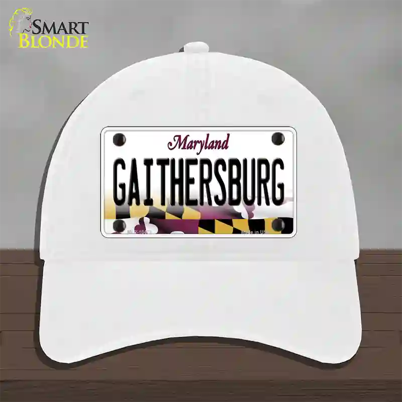 Gaithersburg Maryland Novelty License Plate Hat Unconstructed Cotton / White