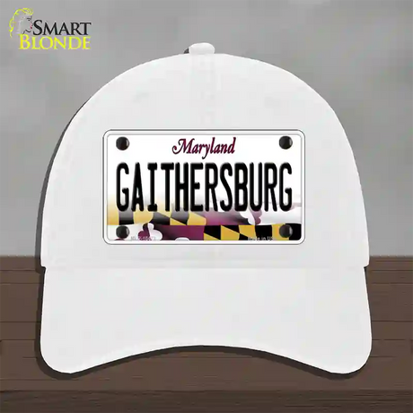 Gaithersburg Maryland Novelty License Plate Hat Unconstructed Cotton / White