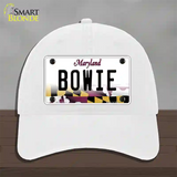 Bowie Maryland Novelty License Plate Hat Unconstructed Cotton / White