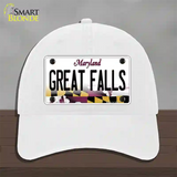 Great Falls Maryland Novelty License Plate Hat Unconstructed Cotton / White