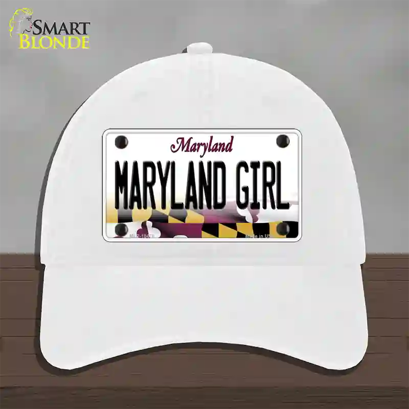 Maryland Girl Maryland Novelty License Plate Hat Unconstructed Cotton / White