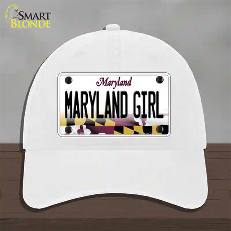 Maryland Girl Maryland Novelty License Plate Hat Unconstructed Cotton / White