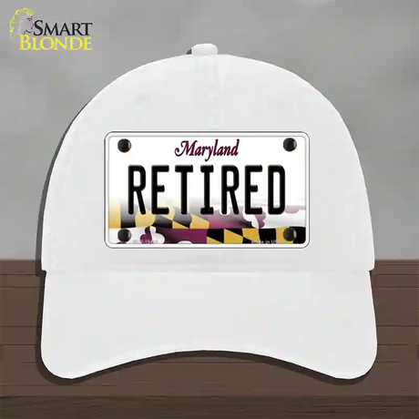 Retired Maryland Novelty License Plate Hat Unconstructed Cotton / White