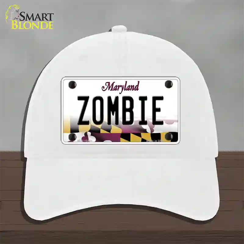 Zombie Maryland Novelty License Plate Hat Unconstructed Cotton / White