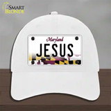 Jesus Maryland Novelty License Plate Hat Unconstructed Cotton / White