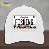 Fishing Maryland Novelty License Plate Hat Unconstructed Cotton / White