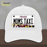 Moms Taxi Maryland Novelty License Plate Hat Unconstructed Cotton / White