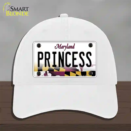 Princess Maryland Novelty License Plate Hat Unconstructed Cotton / White