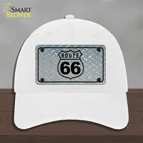 Route 66 Shield Diamond Novelty License Plate Hat Unconstructed Cotton / White