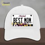 Best Mom Maryland Novelty License Plate Hat Unconstructed Cotton / White