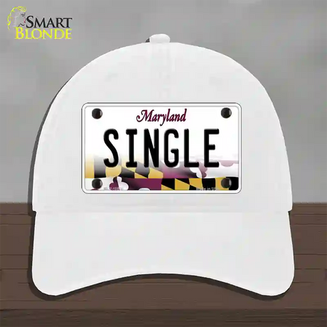 Single Maryland Novelty License Plate Hat Unconstructed Cotton / White