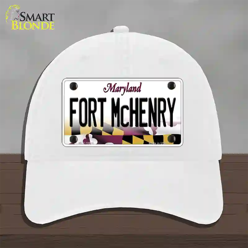 Fort McHenry Maryland Novelty License Plate Hat Unconstructed Cotton / White