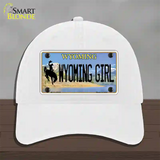 Wyoming Girl Novelty License Plate Hat Unconstructed Cotton / White