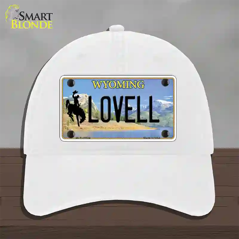 Lovell Wyoming Novelty License Plate Hat Unconstructed Cotton / White