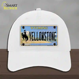 Yellowstone Wyoming Novelty License Plate Hat Unconstructed Cotton / White