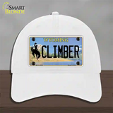 Climber Wyoming Novelty License Plate Hat Unconstructed Cotton / White