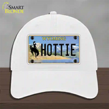 Hottie Wyoming Novelty License Plate Hat Unconstructed Cotton / White