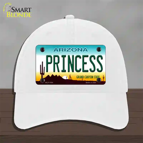 Princess Arizona Novelty License Plate Hat Unconstructed Cotton / White