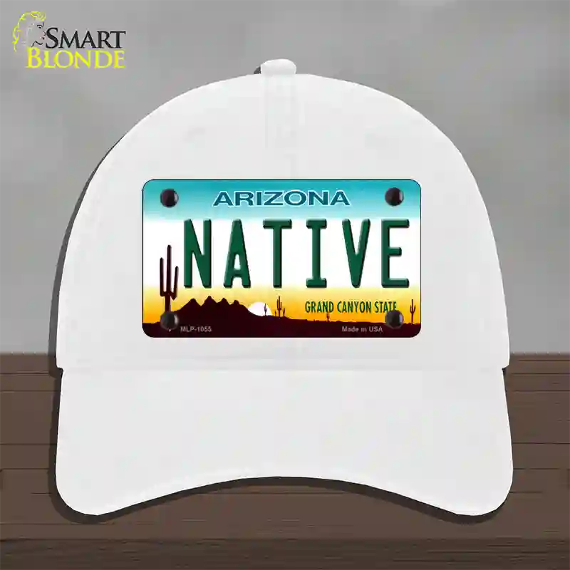 Native Arizona Novelty License Plate Hat Unconstructed Cotton / White