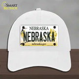 Nebraska Gov Novelty License Plate Hat Unconstructed Cotton / White