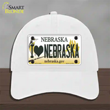 I Love Nebraska Novelty License Plate Hat Unconstructed Cotton / White