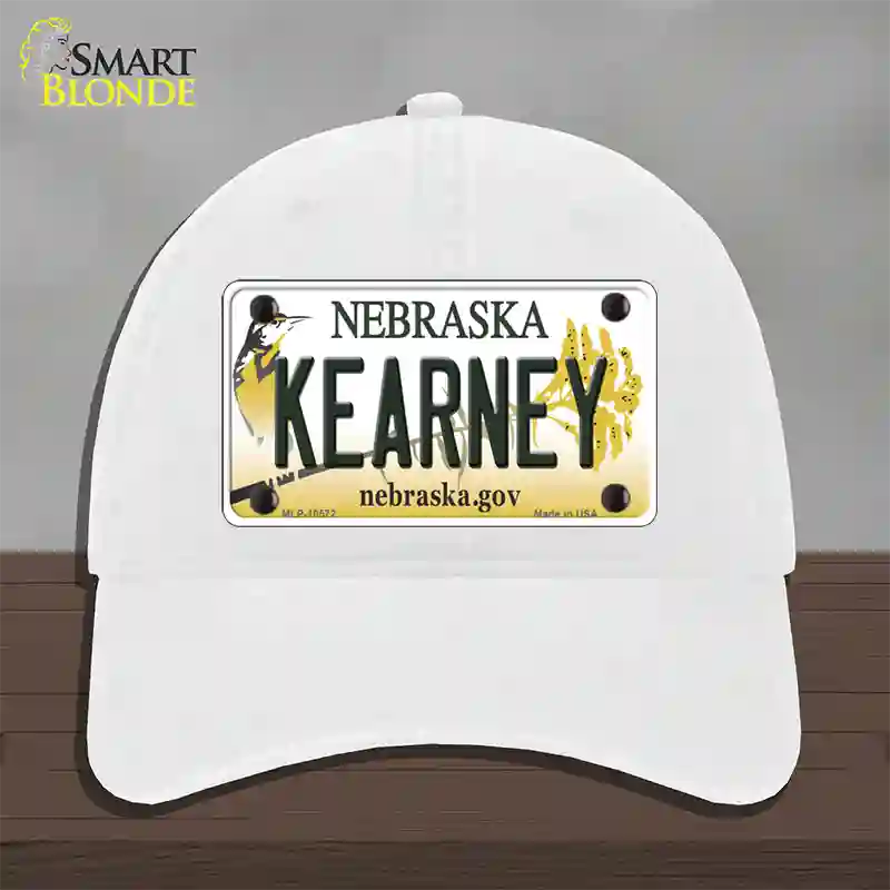 Kearney Nebraska Novelty License Plate Hat Unconstructed Cotton / White