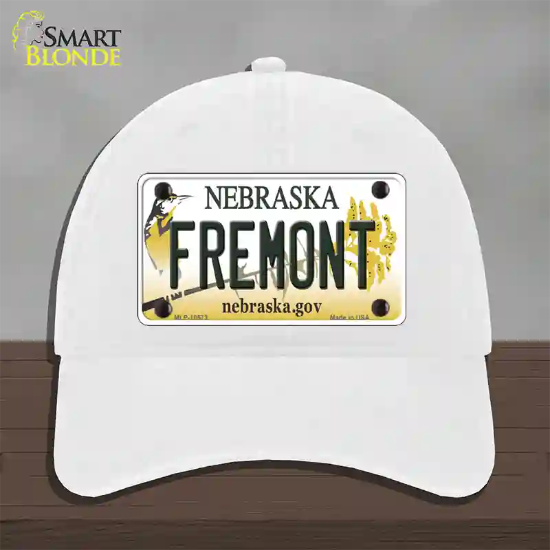 Fremont Nebraska Novelty License Plate Hat Unconstructed Cotton / White