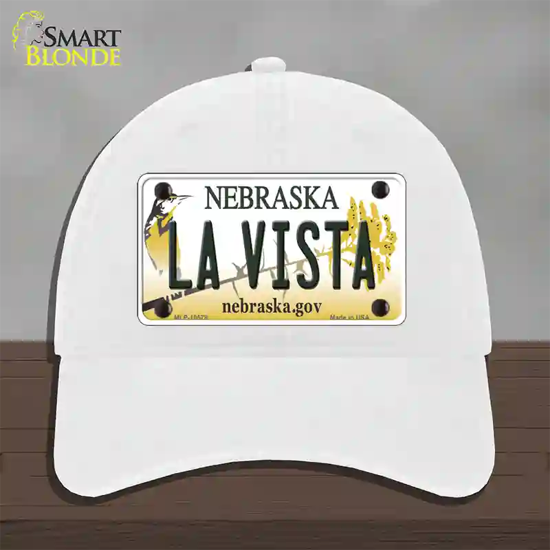 La Vista Nebraska Novelty License Plate Hat Unconstructed Cotton / White