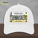 Cornhuskers Nebraska Novelty License Plate Hat Unconstructed Cotton / White