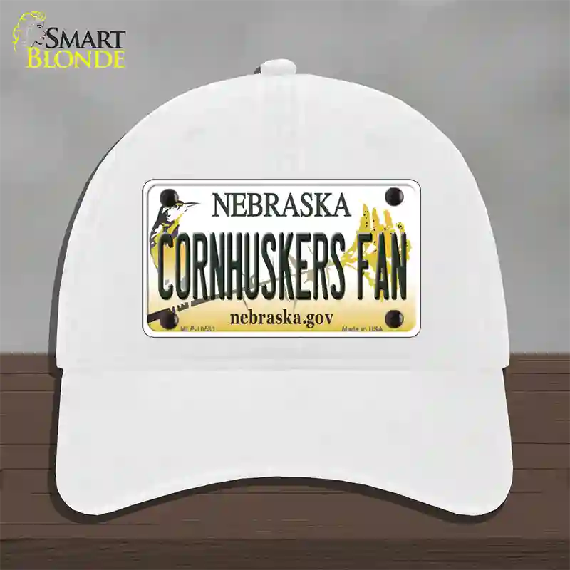 Cornhuskers Fan Nebraska Novelty License Plate Hat Unconstructed Cotton / White