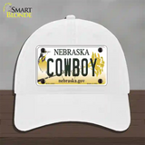 Cowboy Nebraska Novelty License Plate Hat Unconstructed Cotton / White