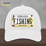 Fishing Nebraska Novelty License Plate Hat Unconstructed Cotton / White