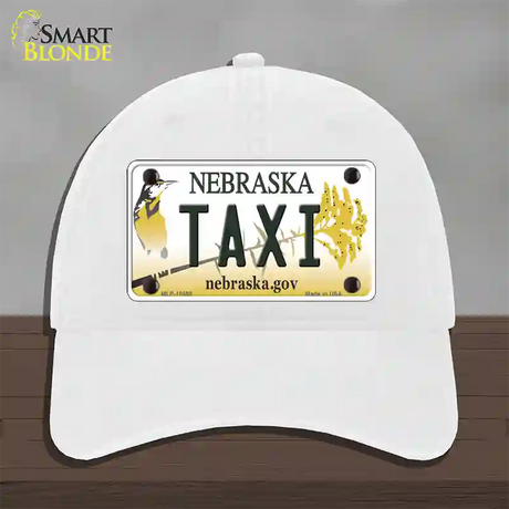 Taxi Nebraska Novelty License Plate Hat Unconstructed Cotton / White