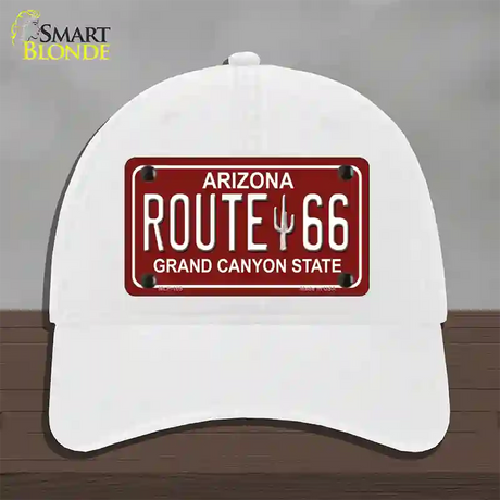 Route 66 Arizona Red Novelty License Plate Hat Unconstructed Cotton / White